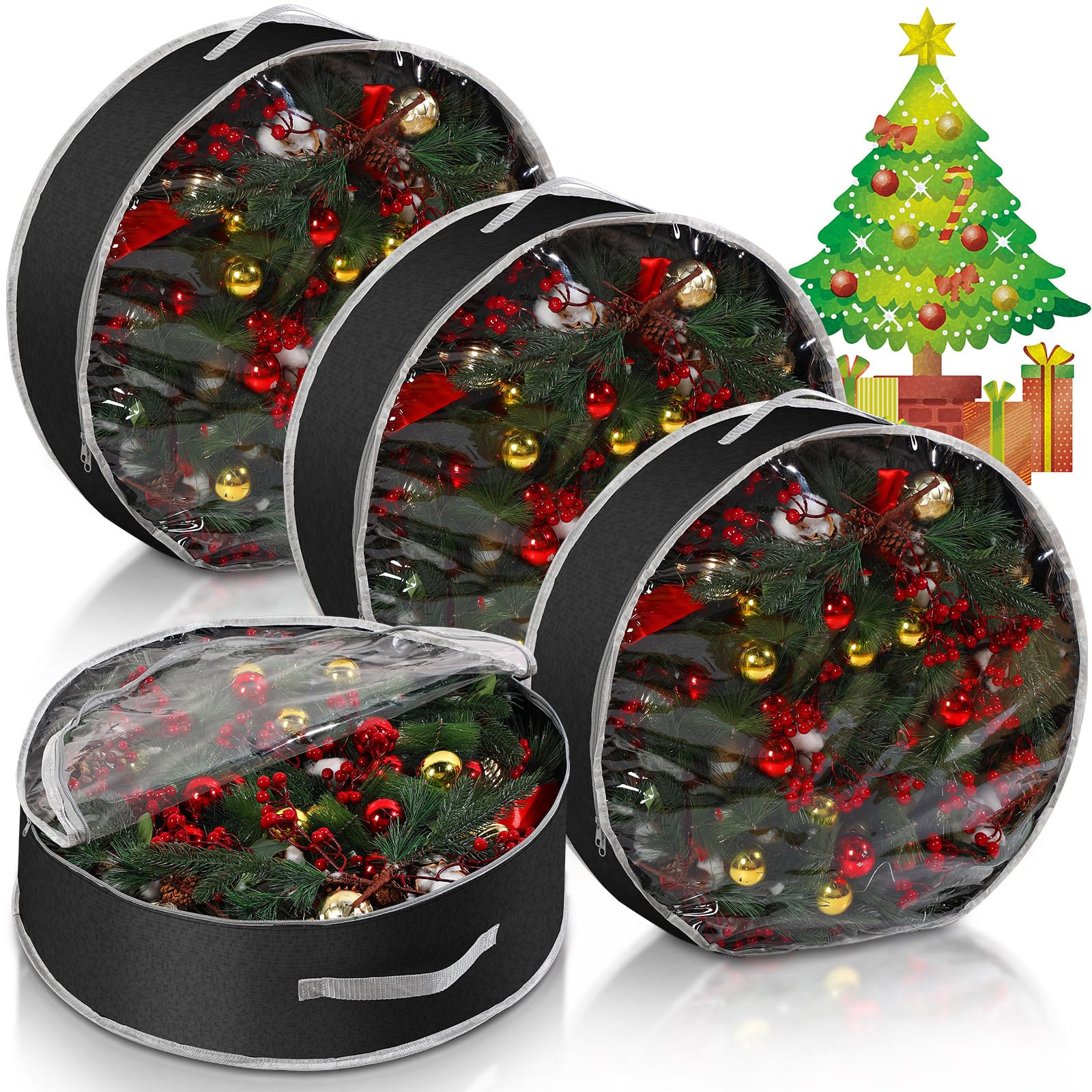 Aliceset front-facing wreath bag showing full shape and zipper, protects wreaths