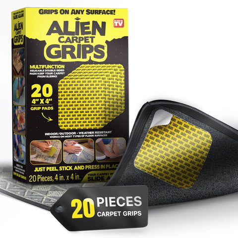 Alien front packaging showing 20-pack and benefits for secure rugs