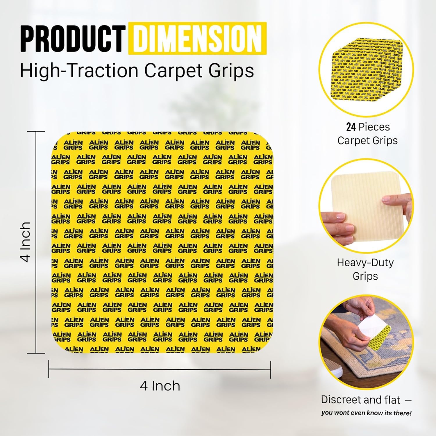 Alien Grip corner close-up on rug demonstrating secure adhesion benefit