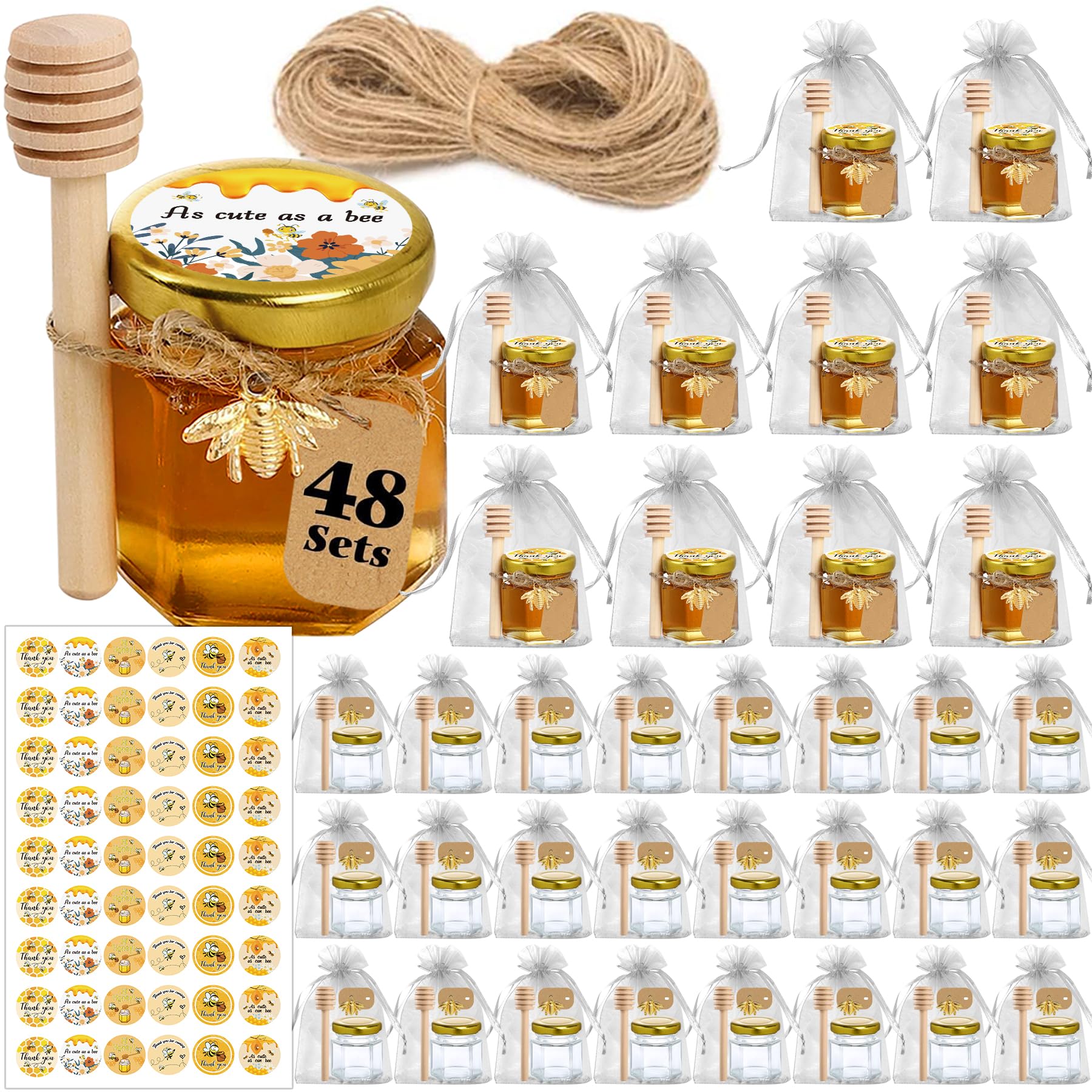 Aliggbent front packaging showing 48 mini honey jars for ready favors