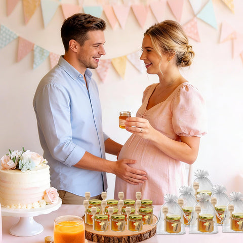 Aliggbent jars in use on a wedding table illustrating polished favor display