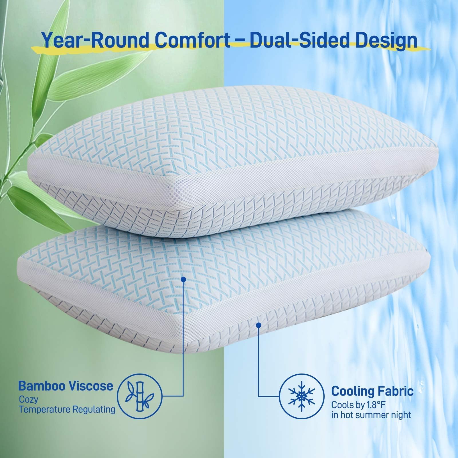Alkyonos pillows styled on bed illustrating comfortable bedroom setup