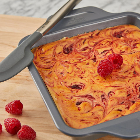 All-Clad close-up of ceramic-reinforced nonstick surface, easy release benefit