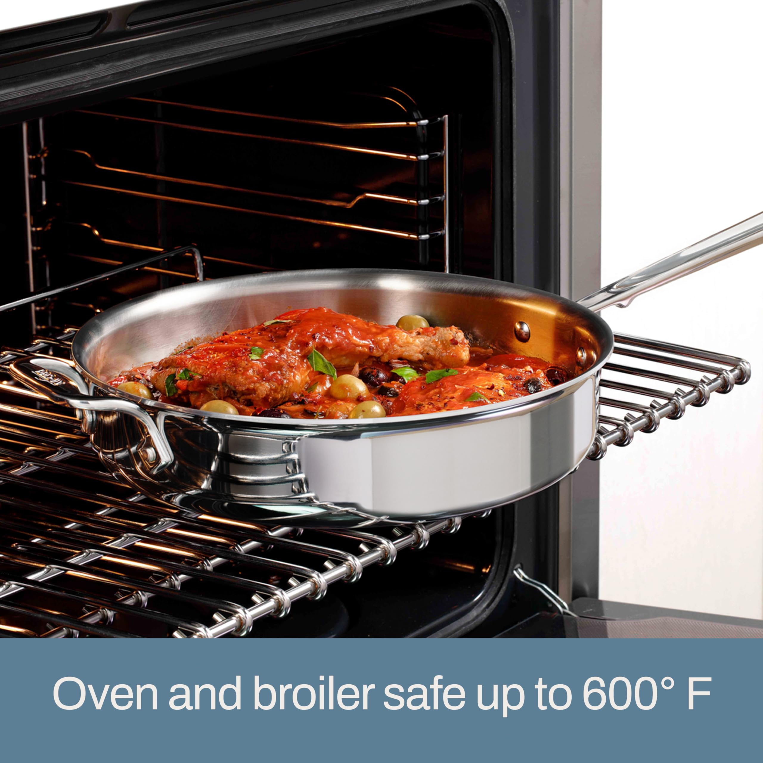 All‑Clad D3 lid fitted on pan trapping steam for tender results