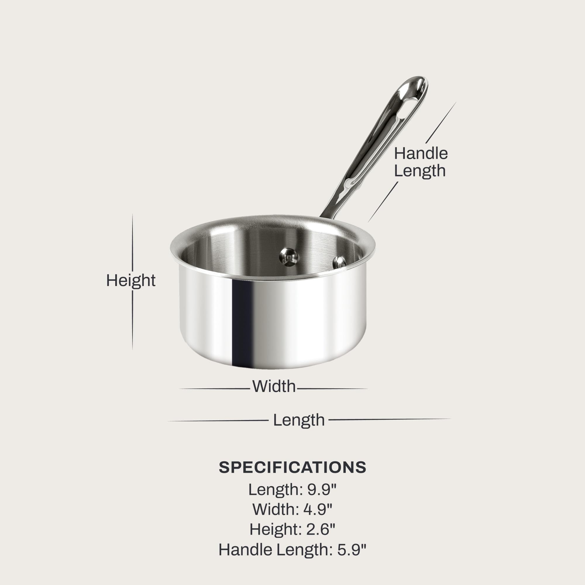 All‑Clad closeup of flared rim promoting drip‑free pouring and precise serving