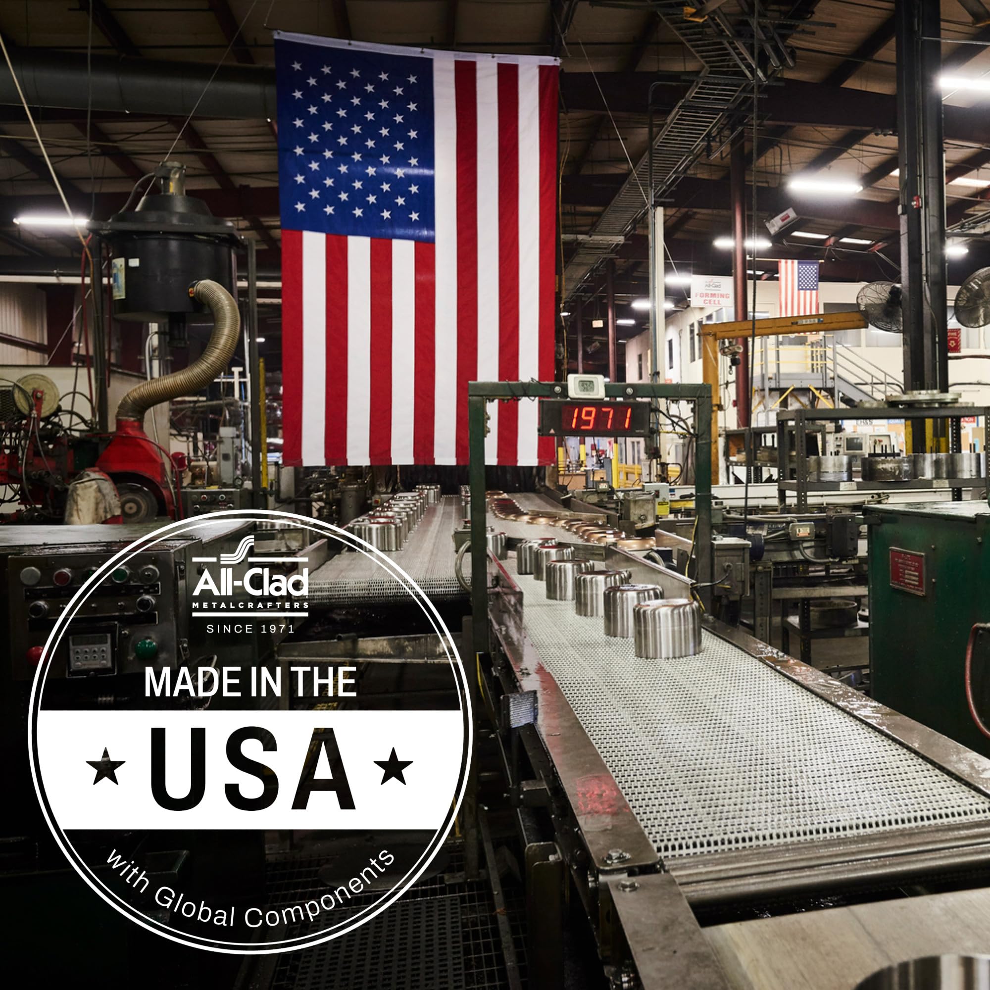 All-Clad D3 made-in-usa label close-up for manufacturing quality benefit