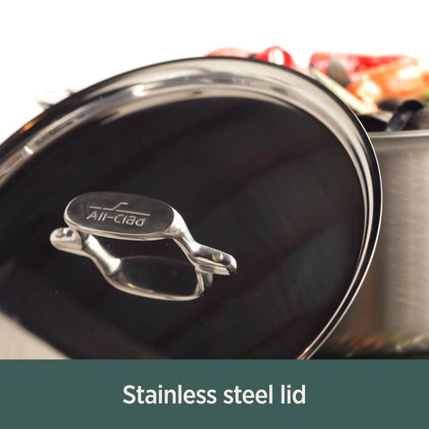 All-Clad brushed exterior texture close-up, attractive finish that cleans easily