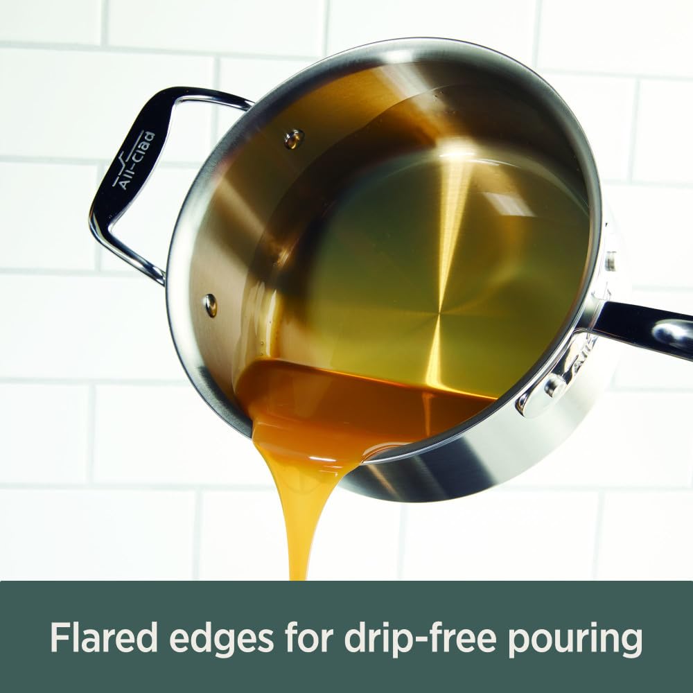 All-Clad riveted stainless-steel handles close-up, secure grip for safe oven use