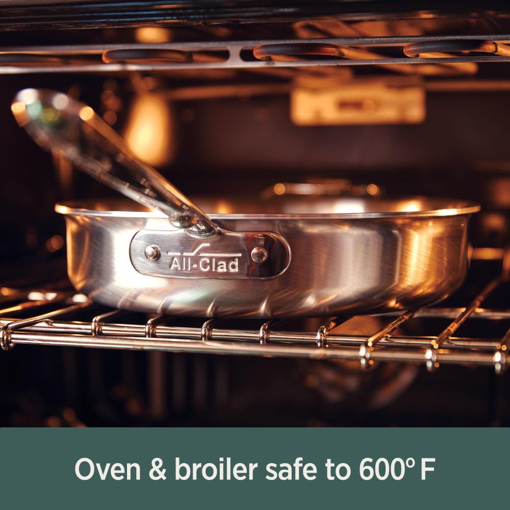 All-Clad pot beside spatula showing 4-quart scale, perfect family-sized portions