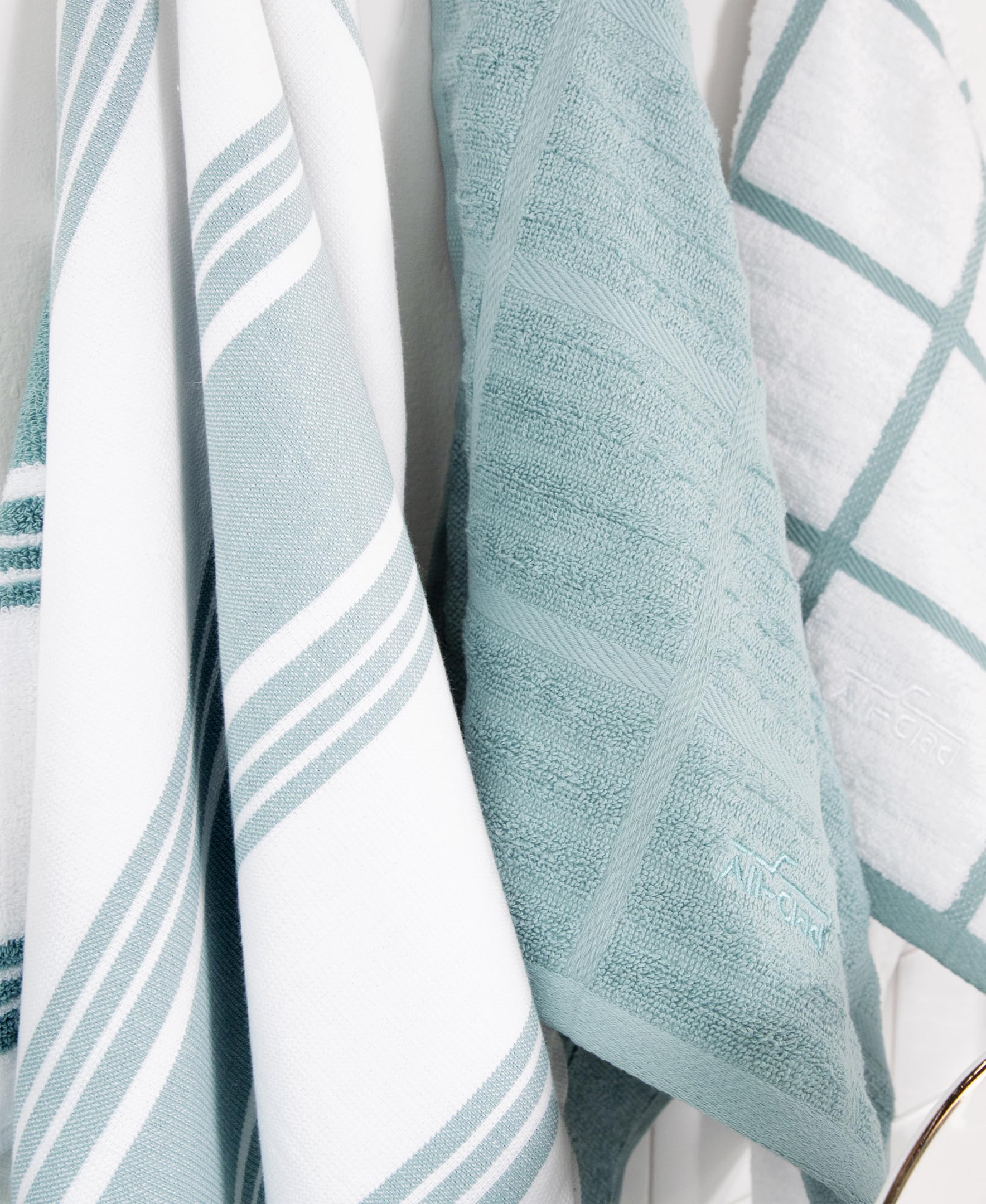 All-Clad towel used under a large pan as drying mat for protection benefit