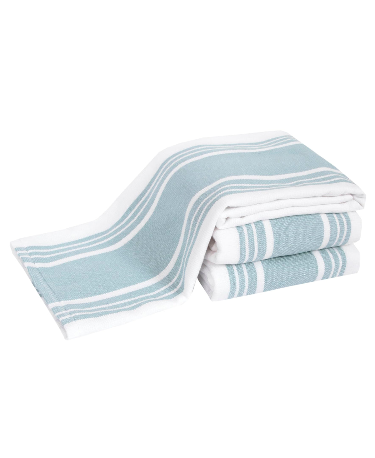 All-Clad front view of 3-pack towels showing striped design and packaging benefit