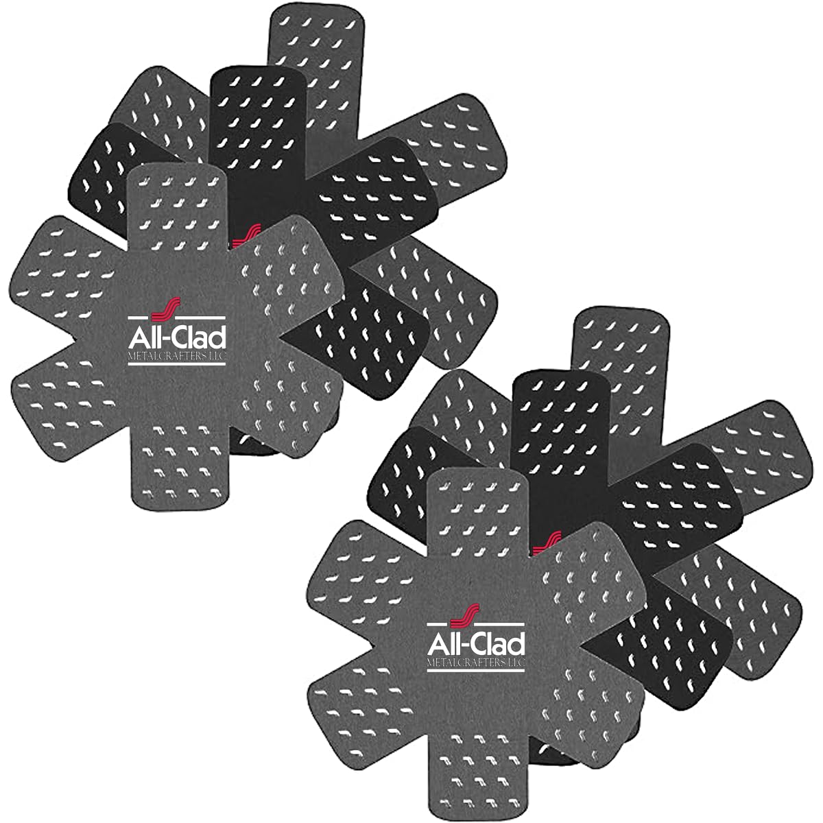 All-Clad front view of protectors set protecting pans and preventing scratches