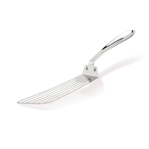 All-Clad front view slotted turner showing head and angle for precise flipping