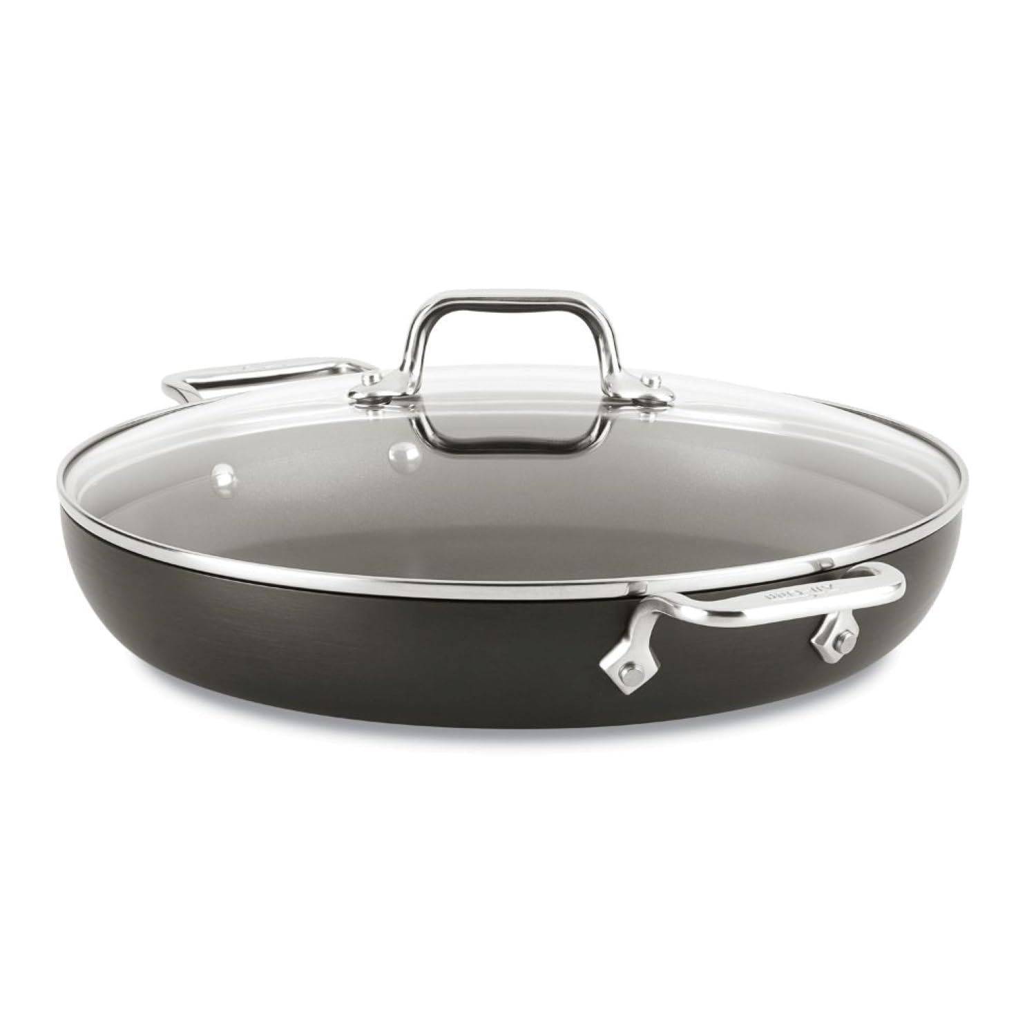 All-Clad HA1 front view showing full pan and lid, highlighting versatility