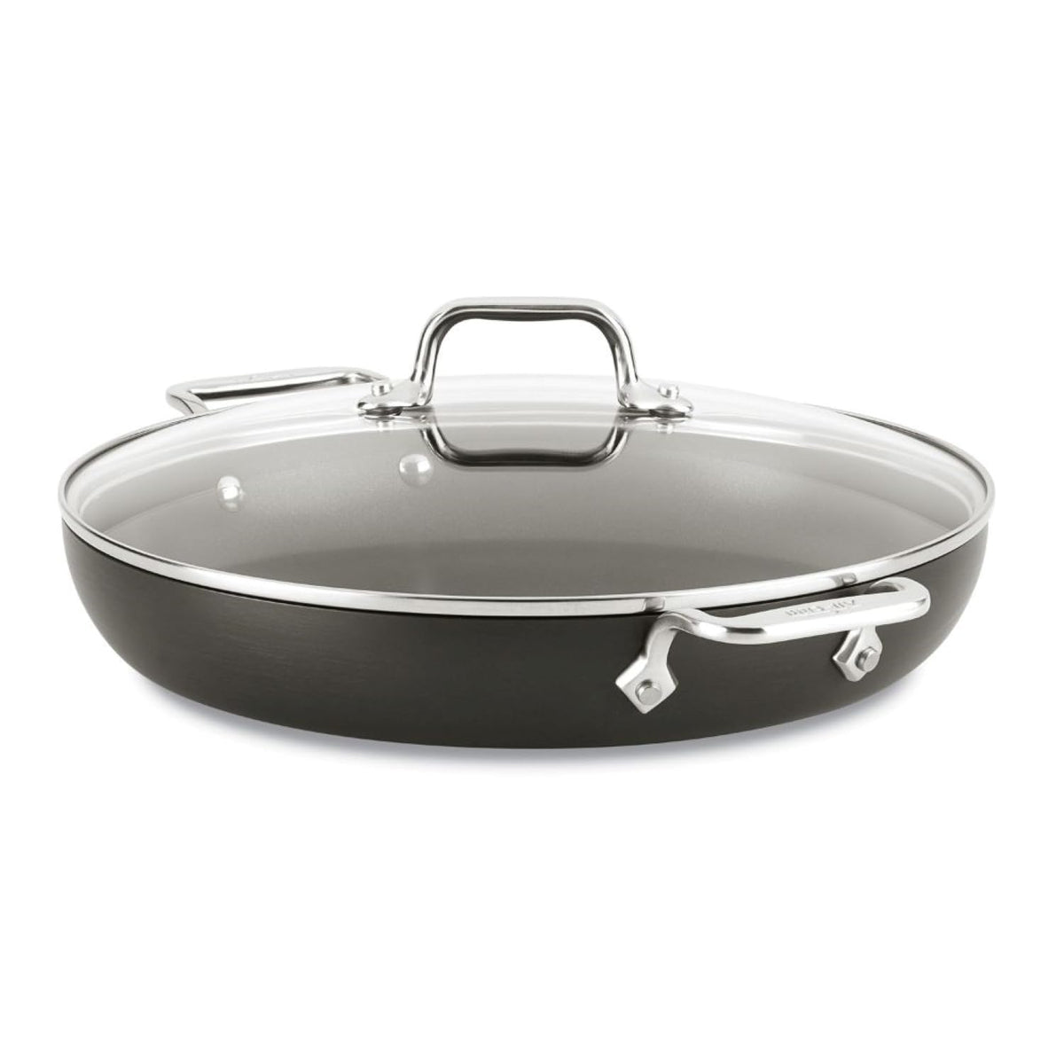 All-Clad HA1 front view showing full pan and lid, highlighting versatility