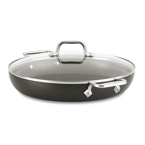 All-Clad HA1 front view showing full pan and lid, highlighting versatility