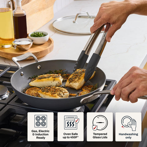 All-Clad HA1 comfort-grip handle and ProStack design for safe stacking and handling