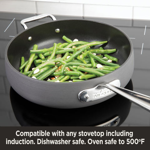 All-Clad HA1 side profile on induction hob demonstrating cooktop compatibility
