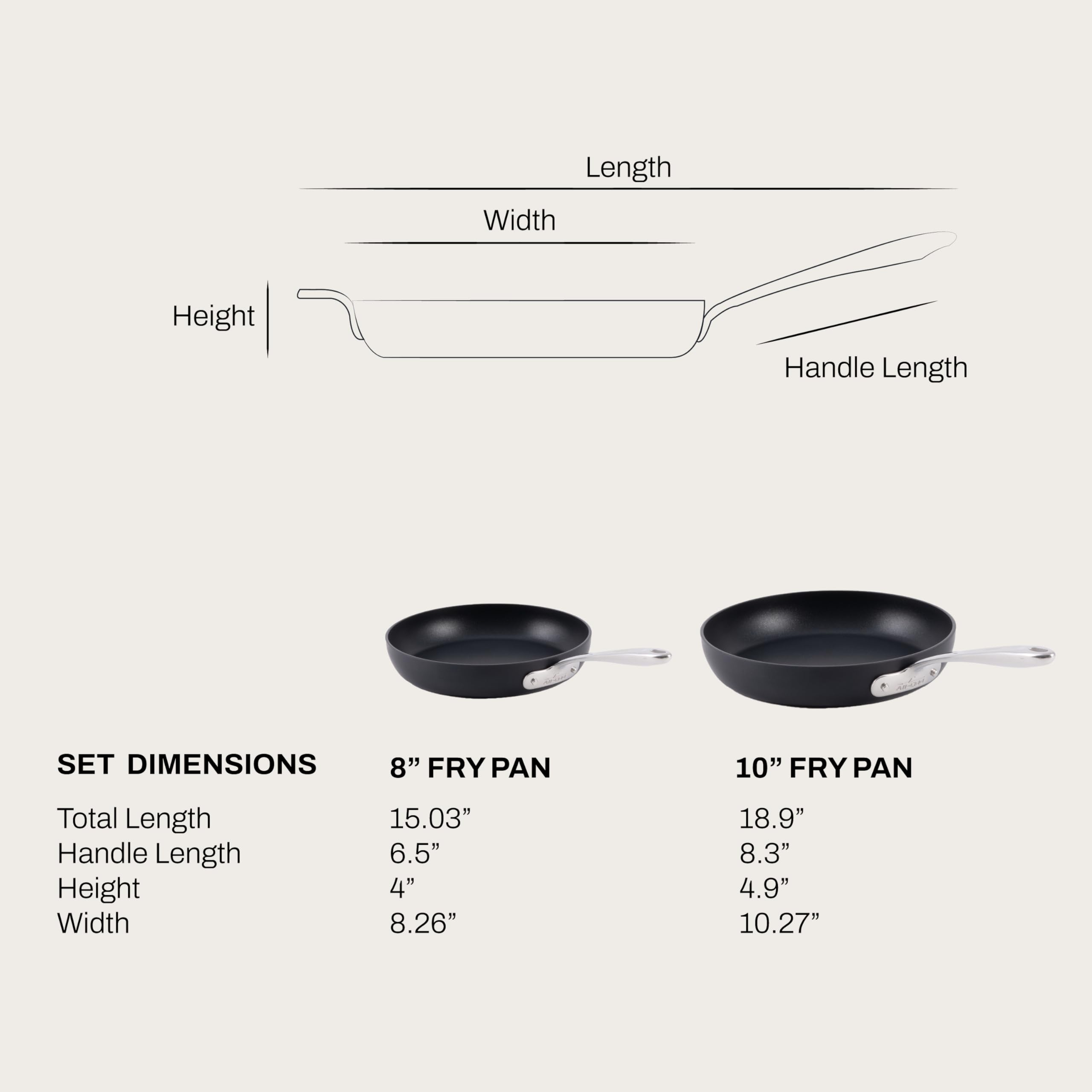 All-Clad HA1 8-inch pan top-down view showing flared sides for easy flipping