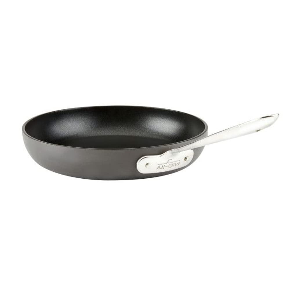 All-Clad HA1 8-inch fry pan front view showing durable finish and balanced handle