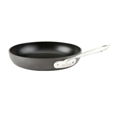 All-Clad HA1 8-inch fry pan front view showing durable finish and balanced handle