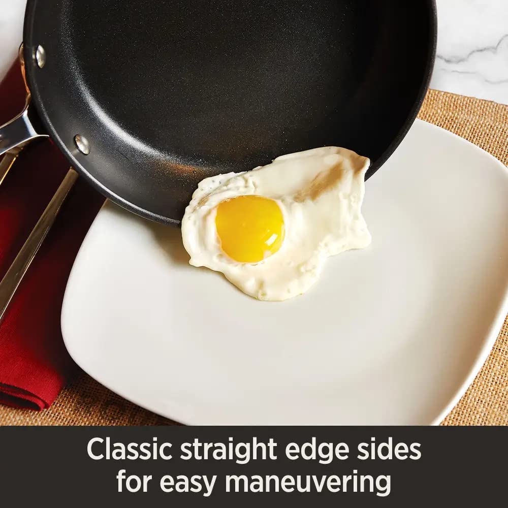 All-Clad HA1 pan next to spatula showing compact 8-inch size advantage