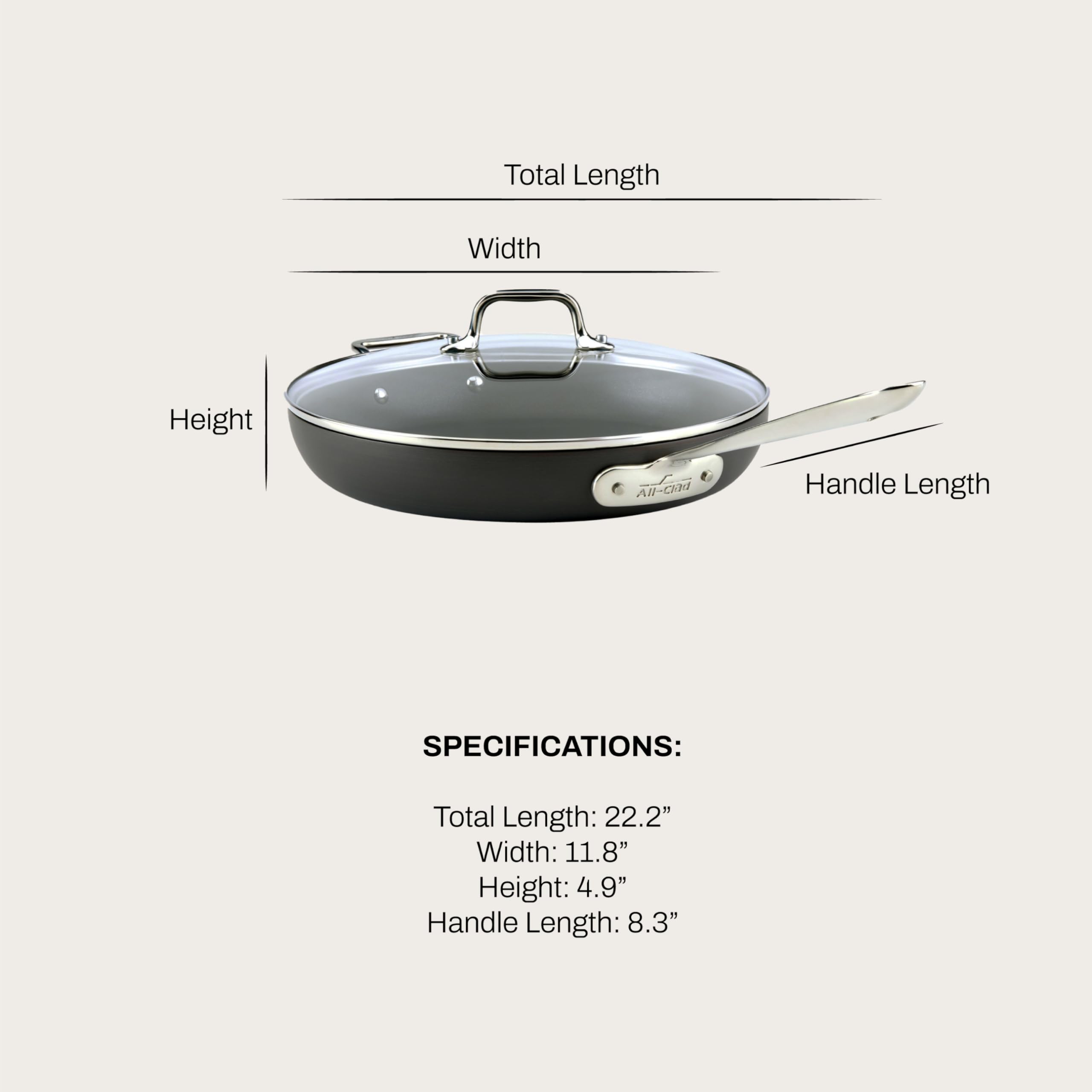 All-Clad HA1 side profile highlighting flared sides for easy stirring and flipping