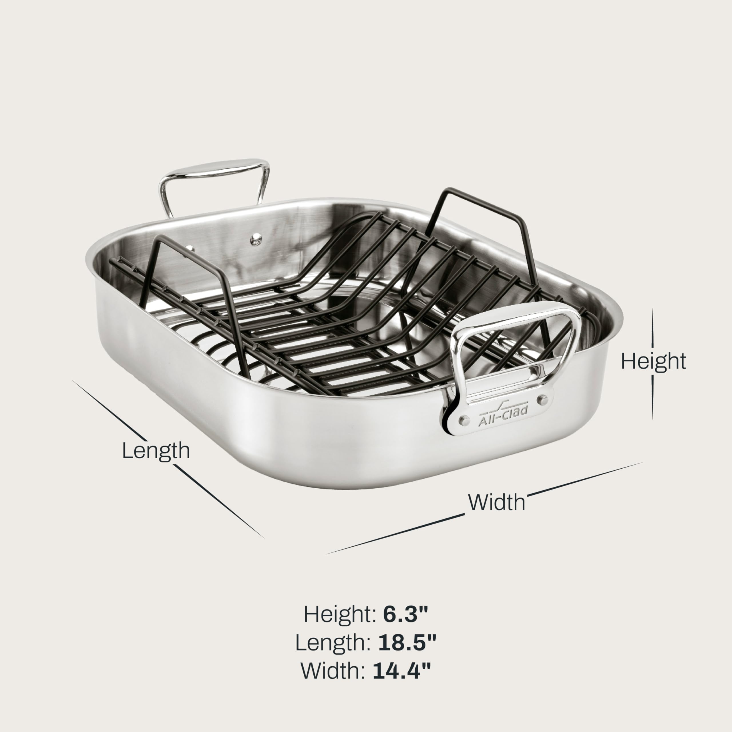 All-Clad interior close-up revealing polished stainless surface that resists sticking