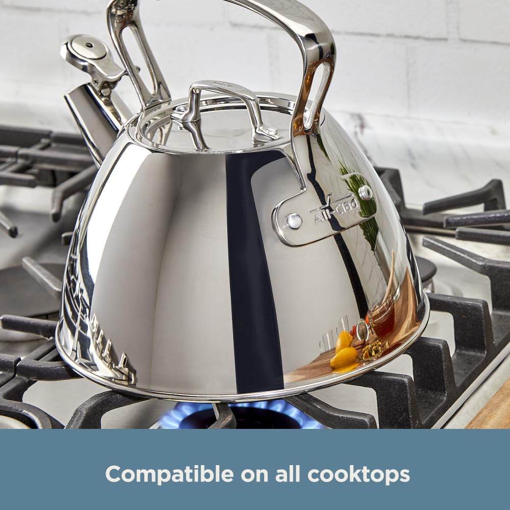 All‑Clad kettle on induction cooktop demonstrating compatibility and fast heat