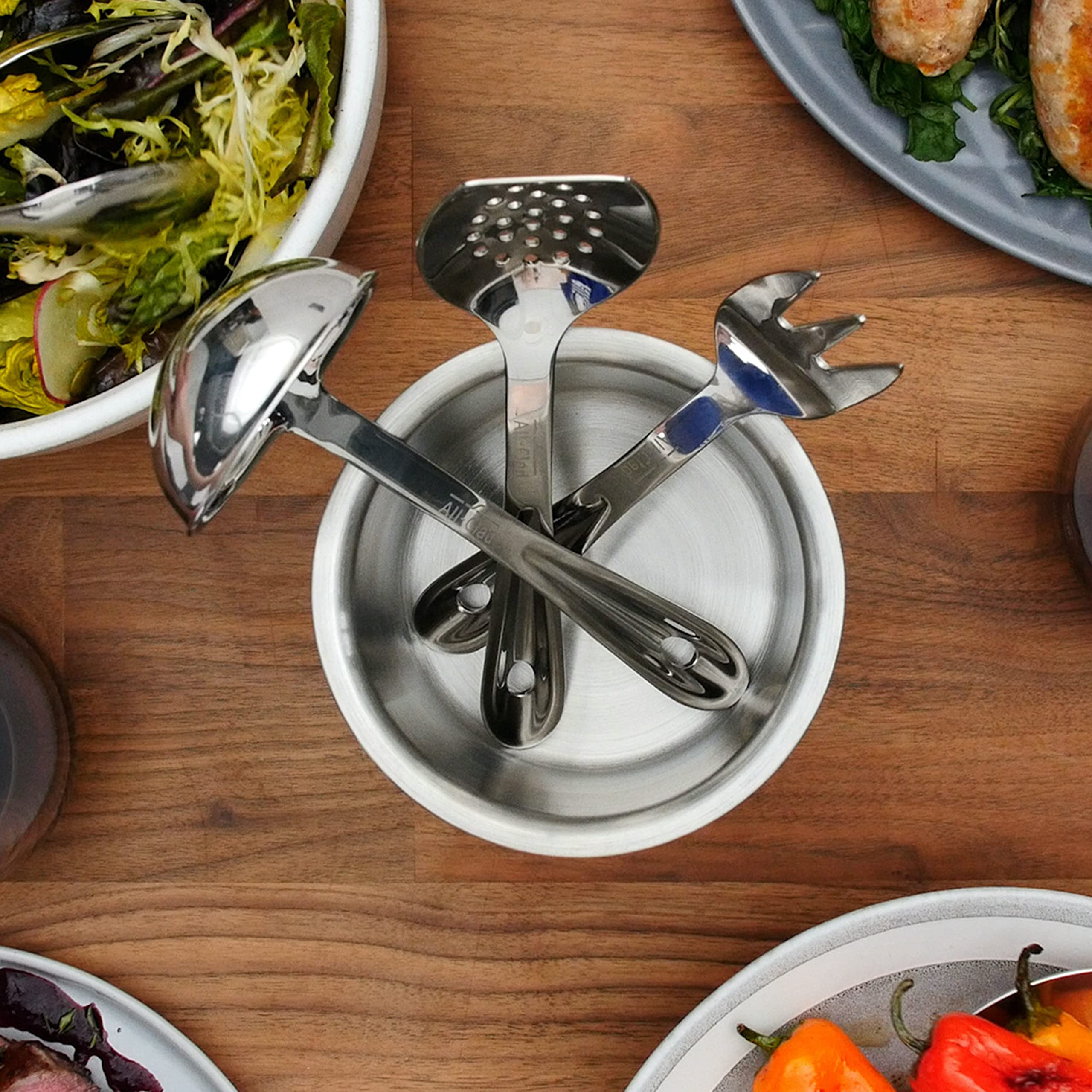 All-Clad ladle and spoon mirror finish showing durable surface benefit