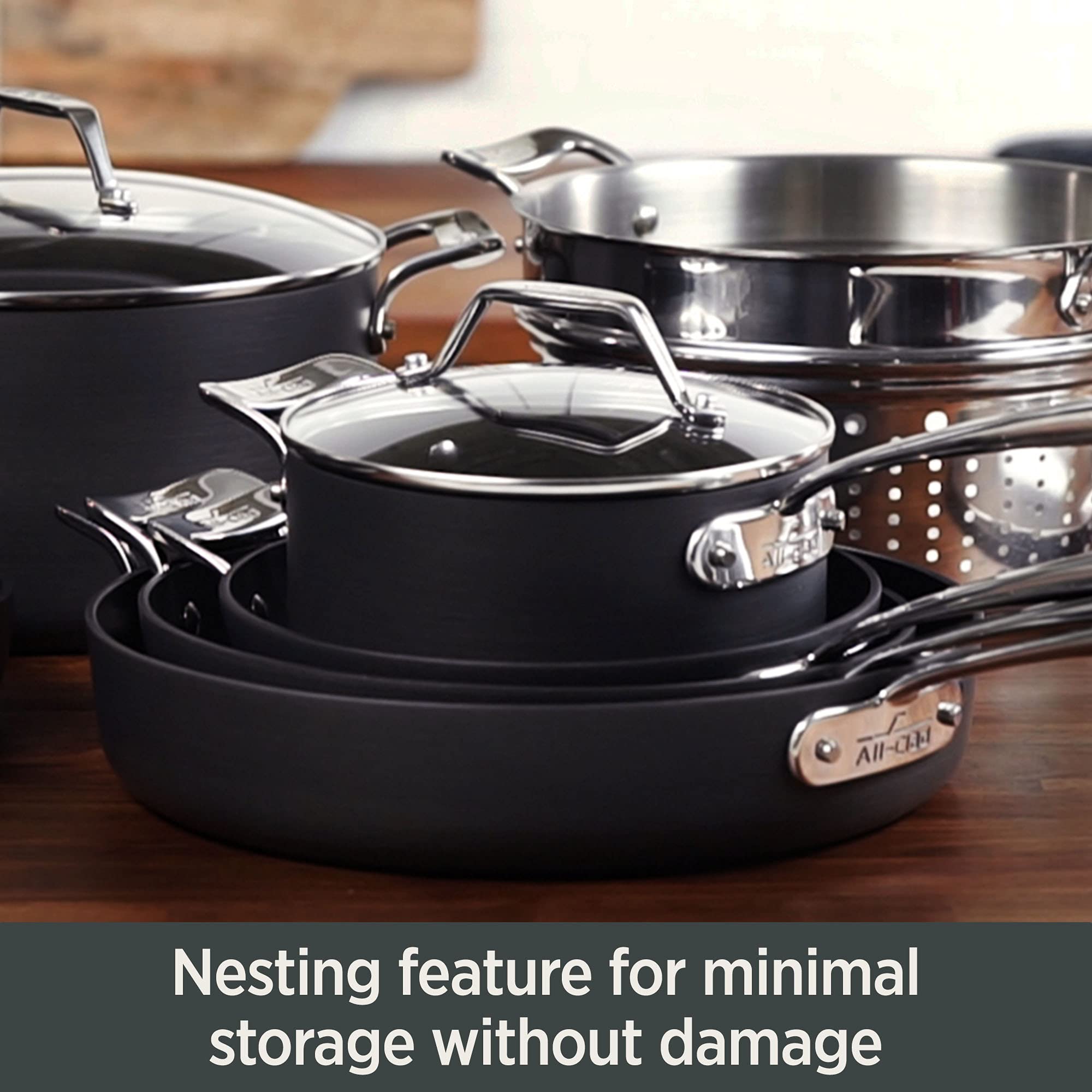 All‑Clad nonstick interior detail showing smooth surface for effortless release