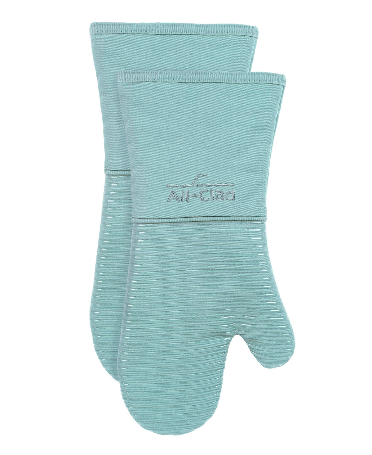 All-Clad front view of mitts showing rain‑pattern and durable protection