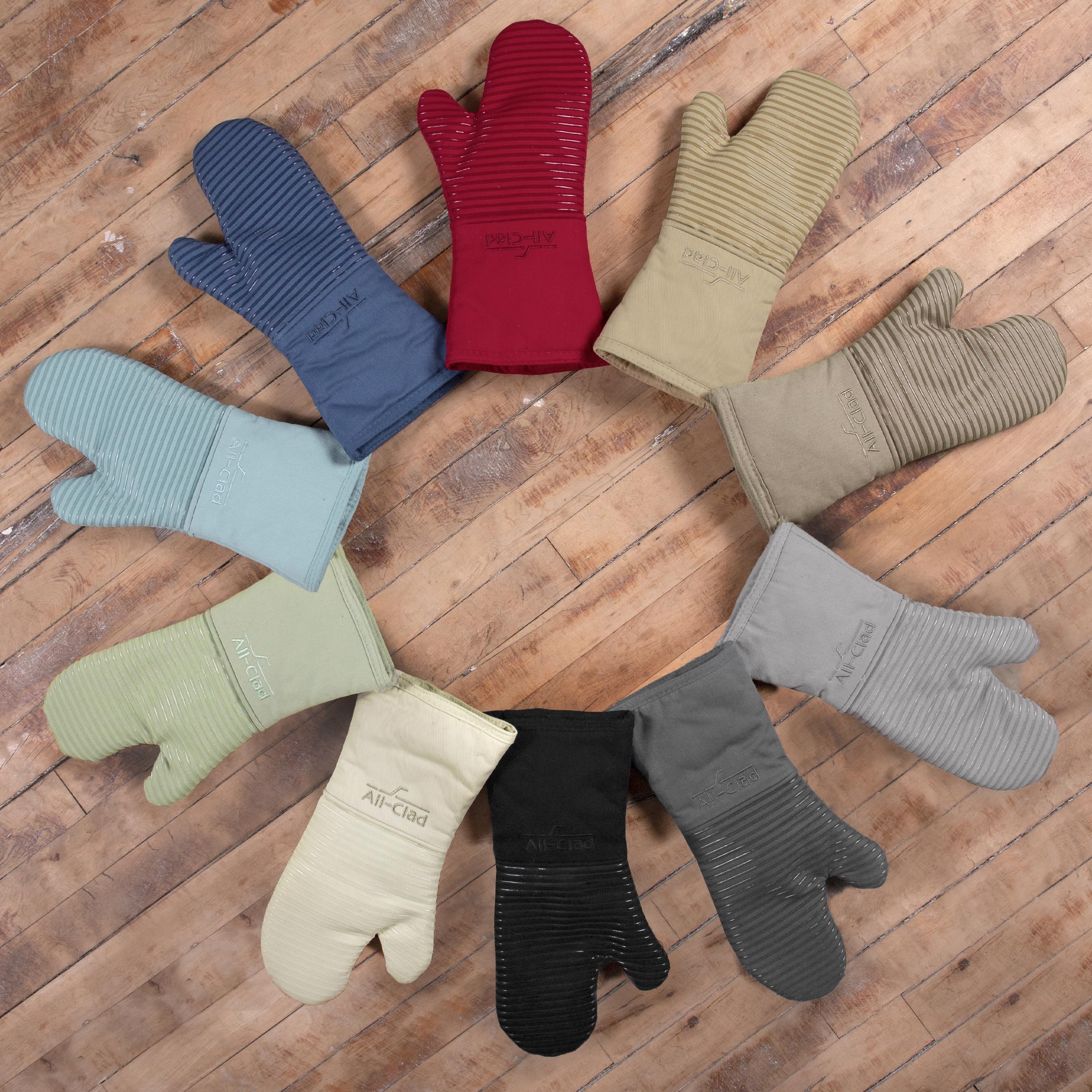 All-Clad mitts in kitchen lifestyle scene for safe everyday cooking