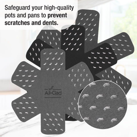 All-Clad silicone handle grip on skillet delivering secure, heat-resistant hold