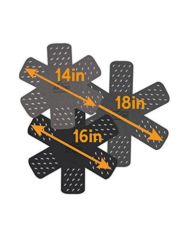 All-Clad three protector sizes side-by-side showing fit for multiple pans