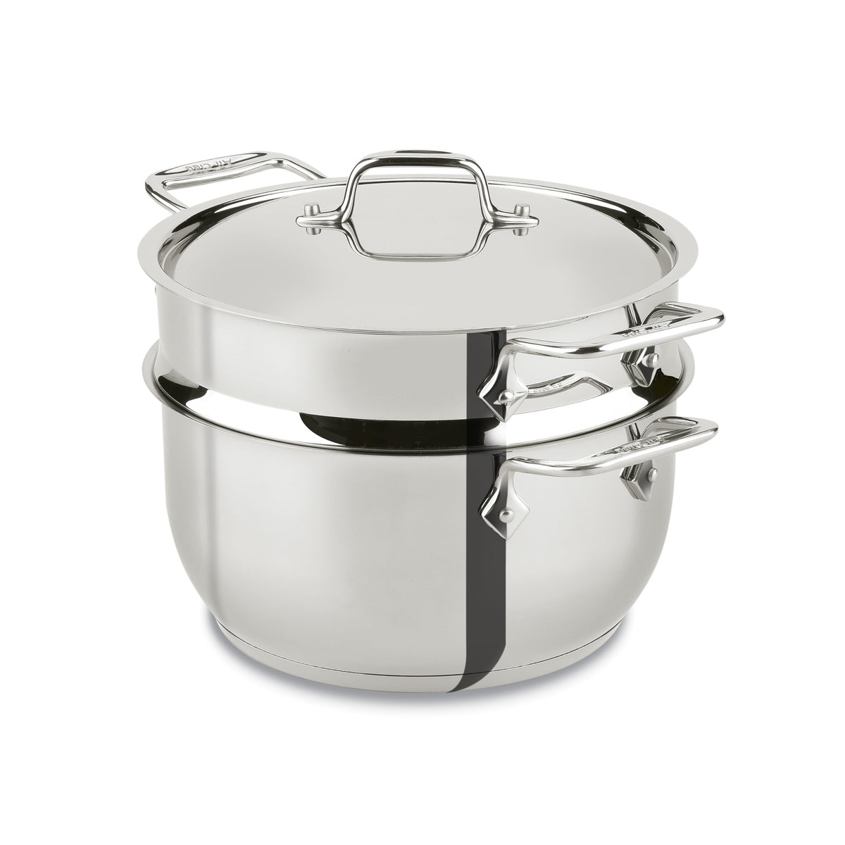 All‑Clad steamer front view showing pot and insert, durable construction benefit
