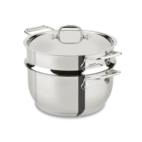 All‑Clad steamer front view showing pot and insert, durable construction benefit