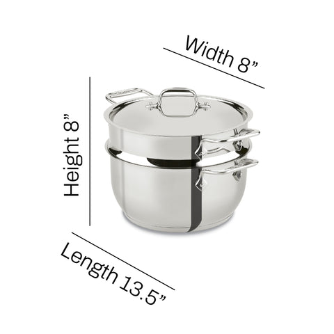 All‑Clad lid on pot showing stackable storage, convenient kitchen organization benefit