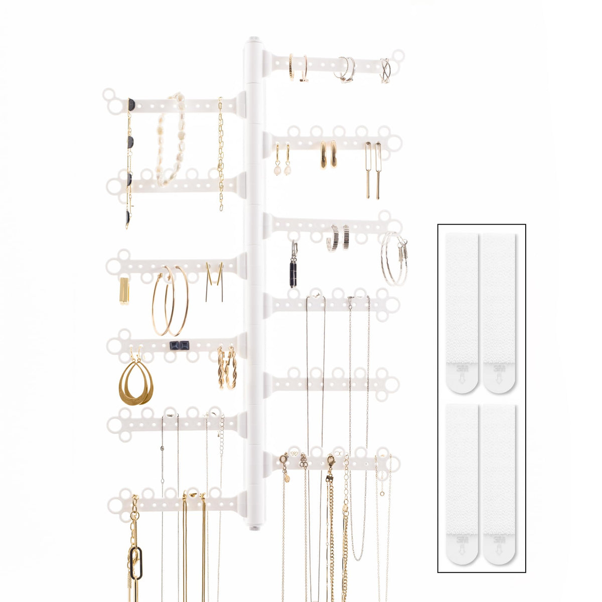 All Hung Up front view of white organizer showing compact storage benefit