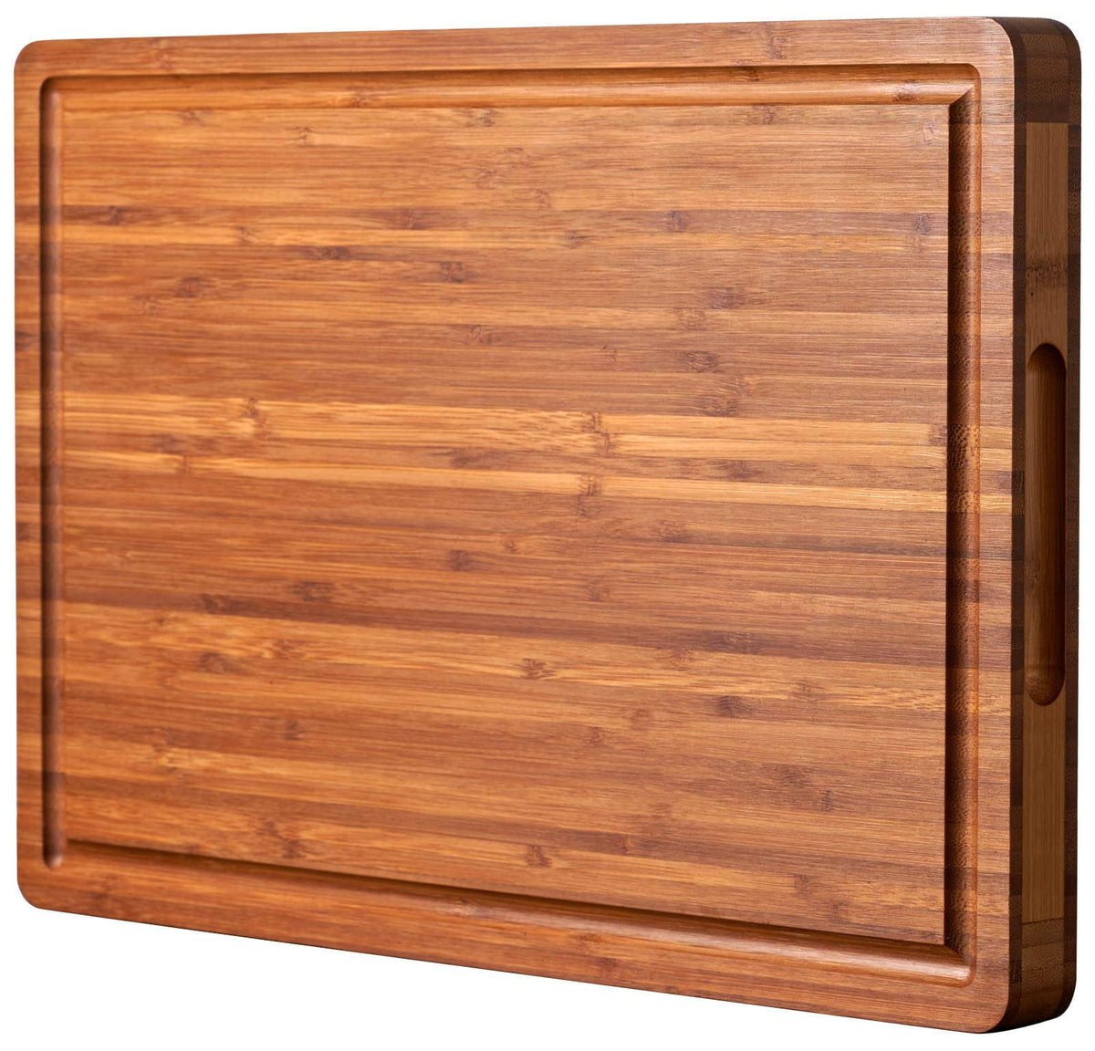 Allsum front view of large bamboo cutting board showing sturdy surface and finished look for reliable prep