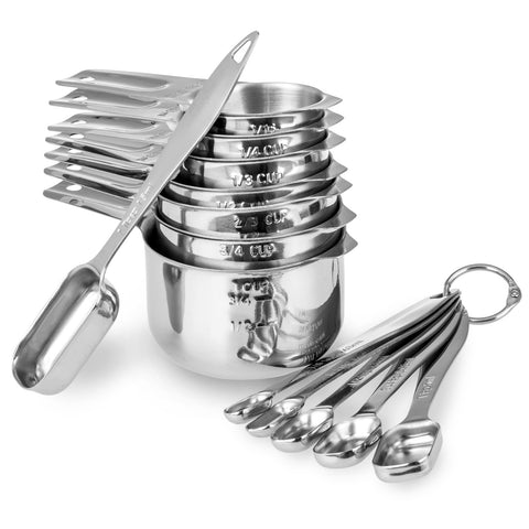 ALLWIN-HOUSEWARE front view of 13-piece set showing complete stainless steel collection and durability