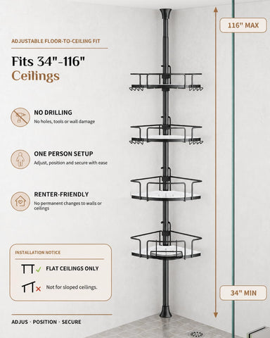 ALLZONE tension pole with anti-tip pad demonstrating secure fit
