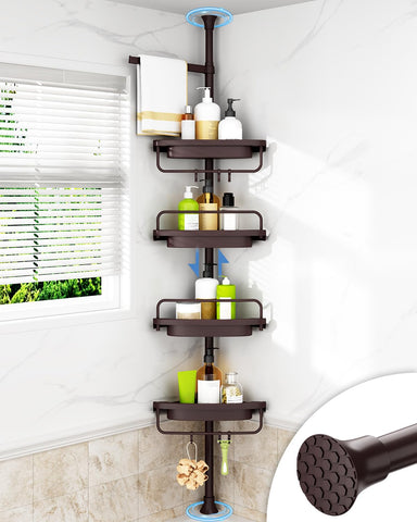 ALLZONE full assembled corner shower caddy showing sturdy storage benefit