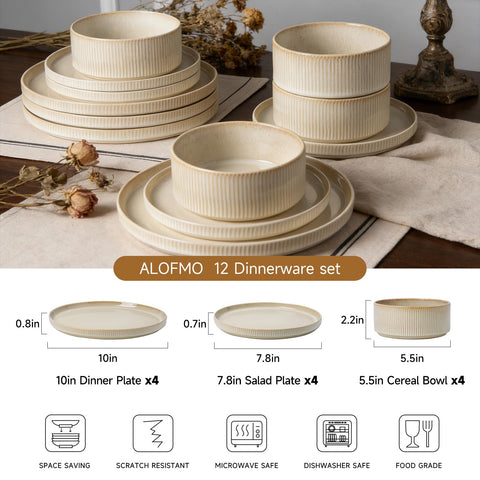 ALOFMO close-up of ribbed stoneware texture showing tactile finish and secure grip