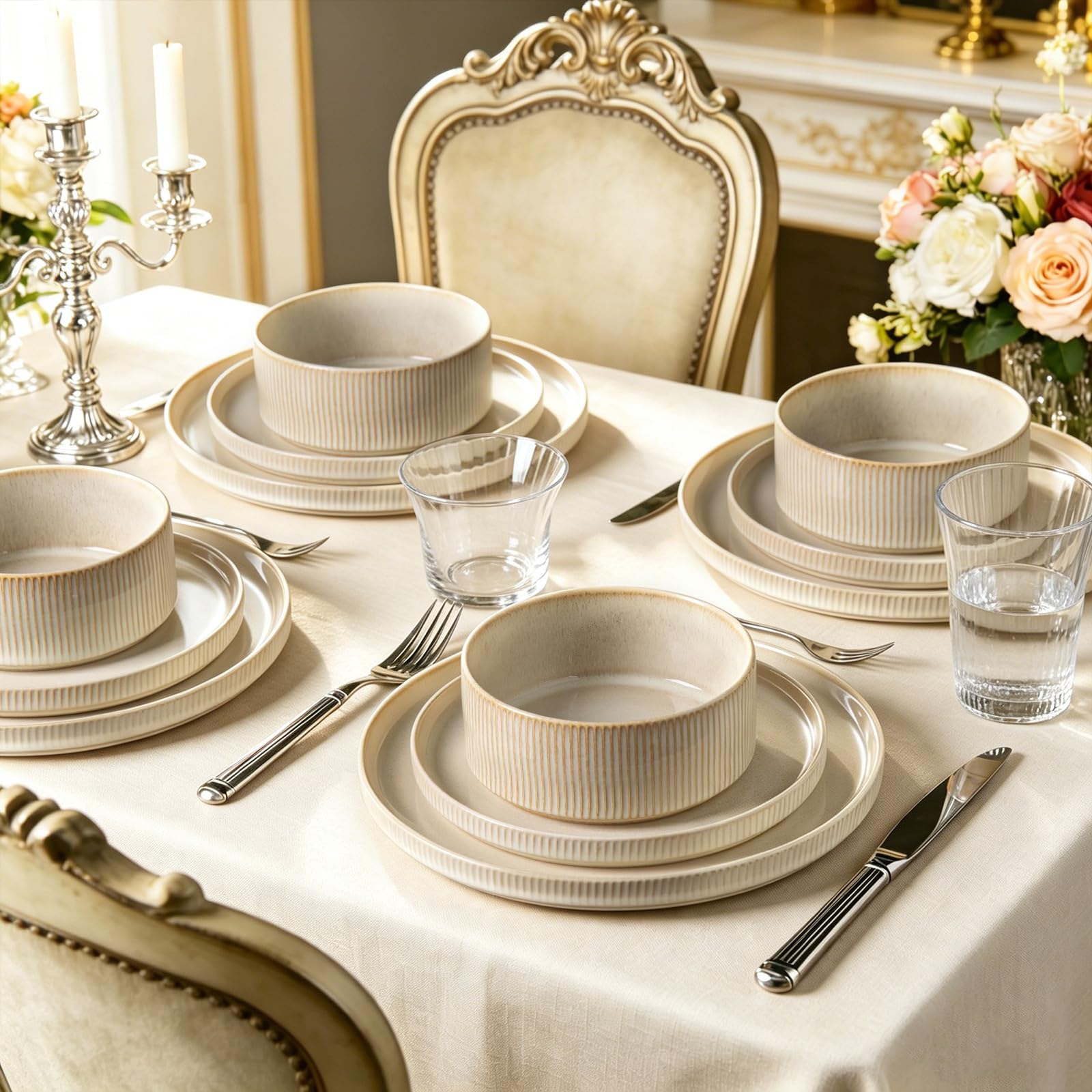 ALOFMO overhead shot of ribbed dinner plate highlighting visual texture and plating space