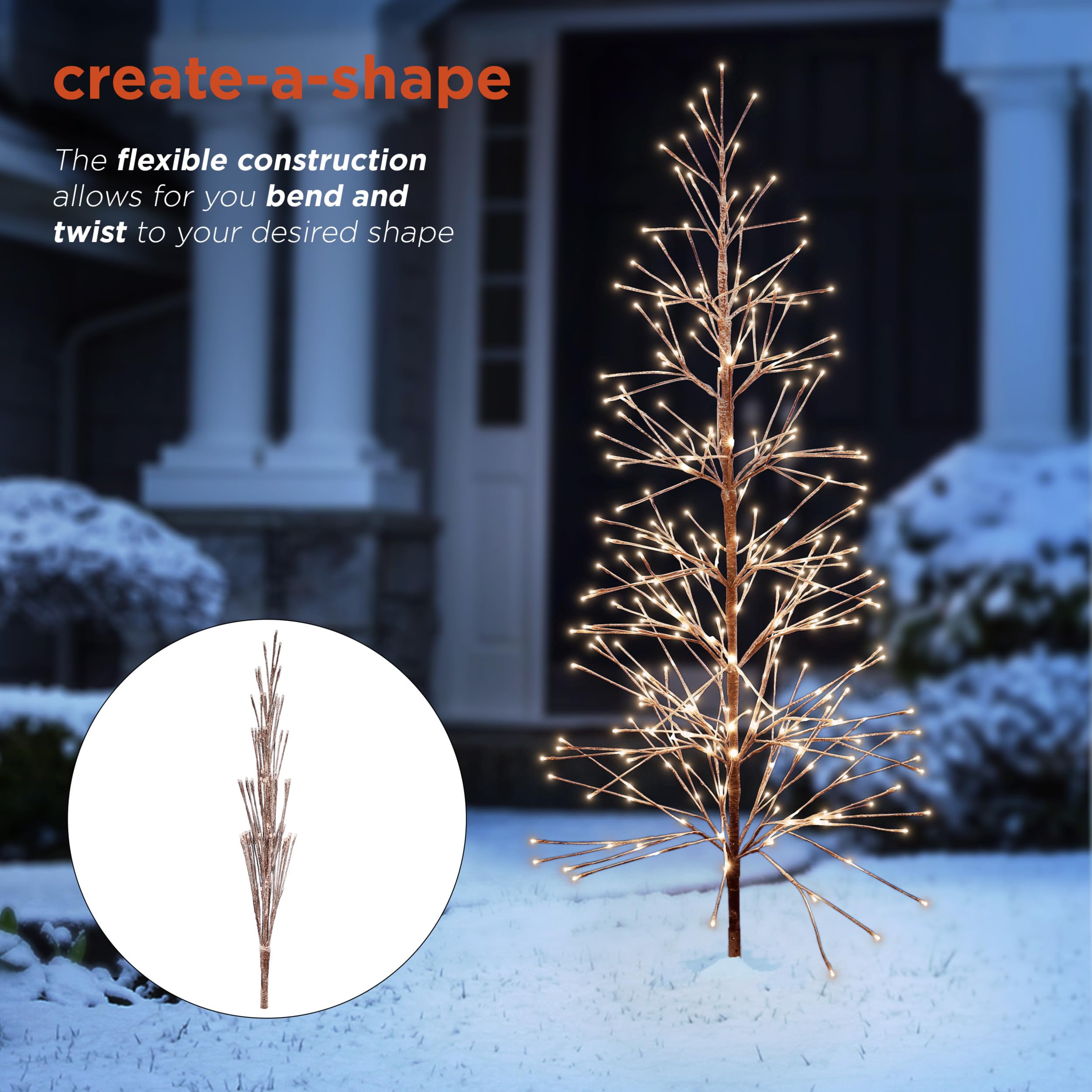 Alpine Corporation close-up of flocked branches highlighting snowy texture and realistic appearance