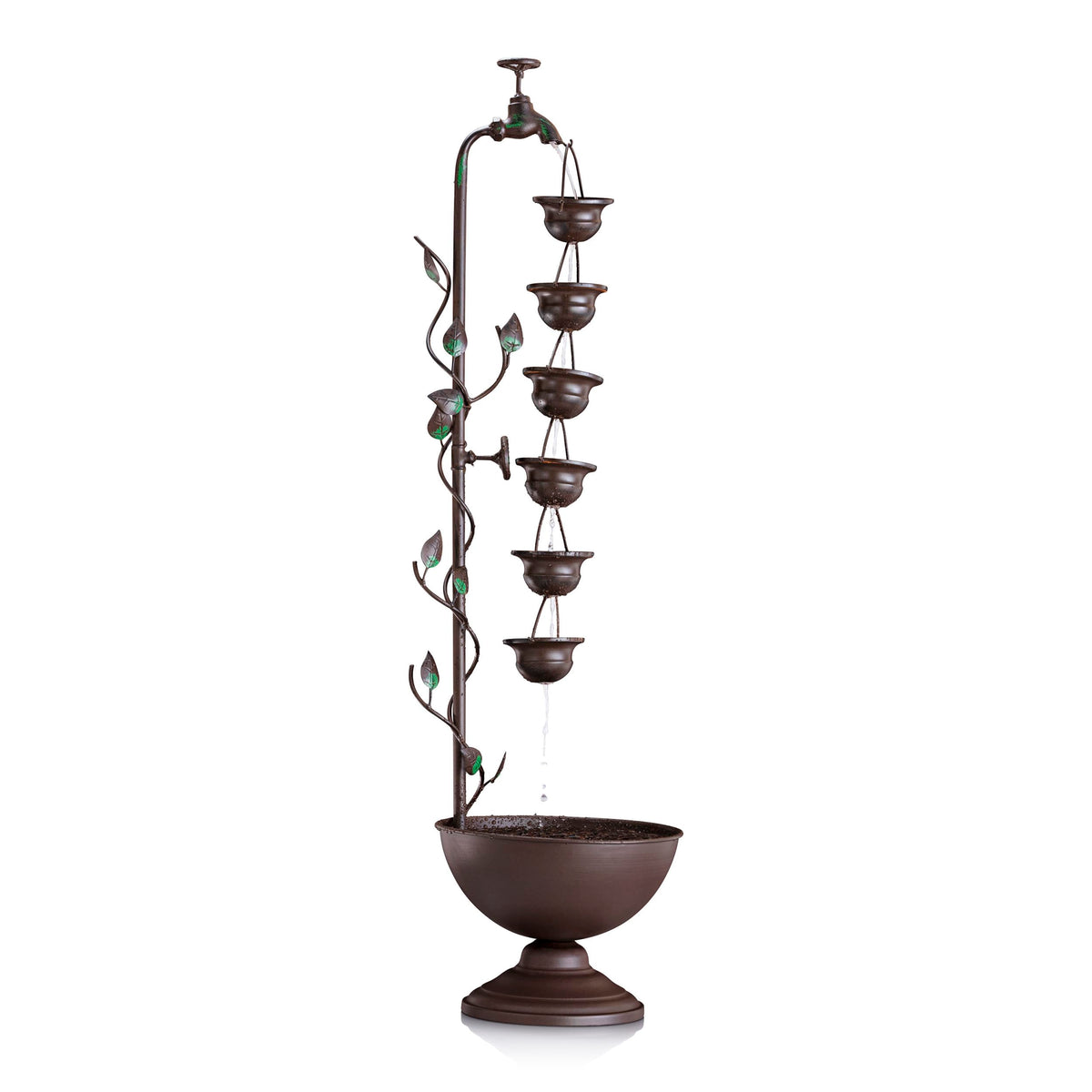 Alpine Corporation fountain front view showing elegant tiered silhouette and calming presence