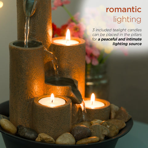 Alpine Corporation lit at night showing candle glow and cozy ambiance benefit