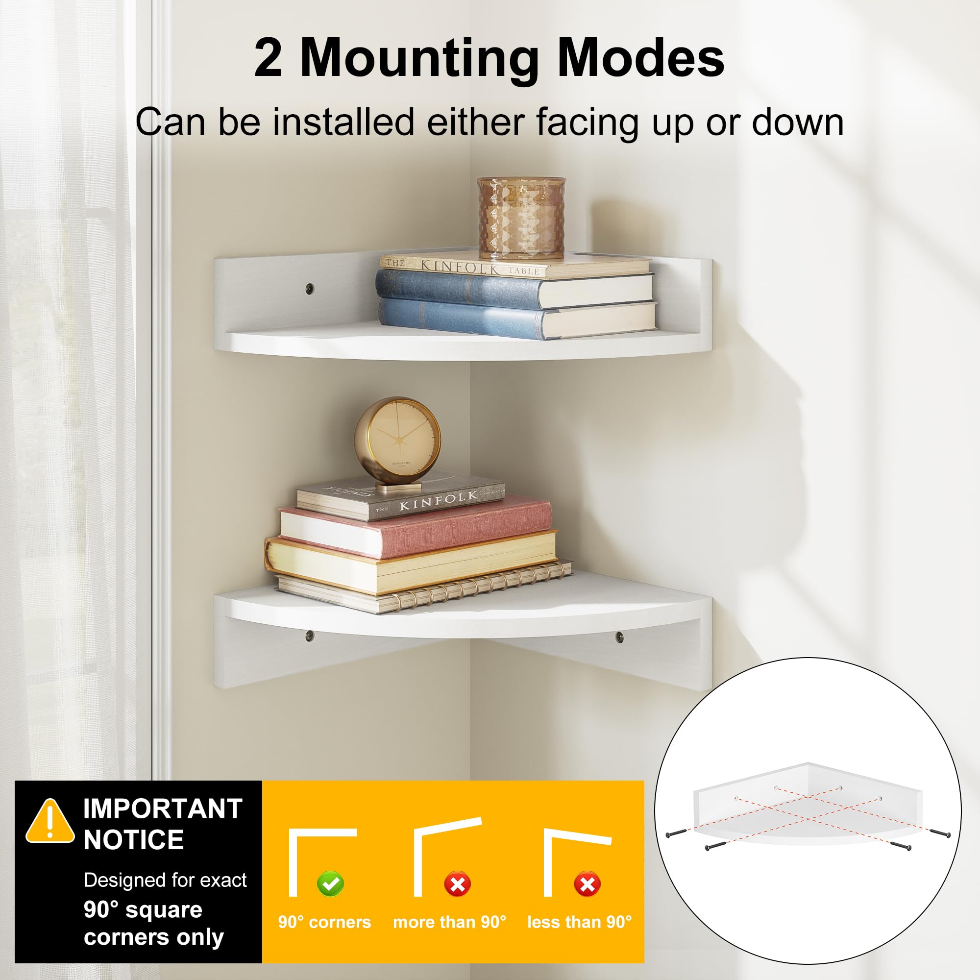 Alsonerbay shelves in living room holding decor to maximize corner space