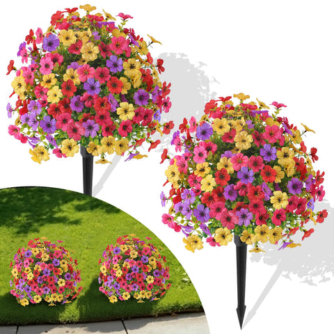 Alupssuc front view of two topiary balls showing vibrant spring curb appeal